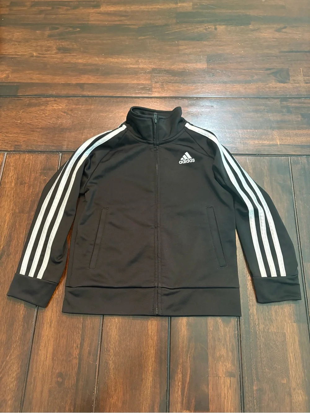 Adidas Kids Black Track Jacket & Pants Set with White Stripes (4T)